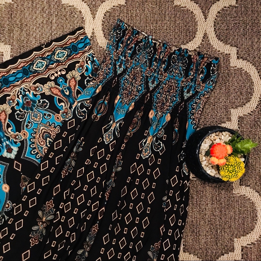 Brown & Turquoise maxi dress - Picture 2 of 4